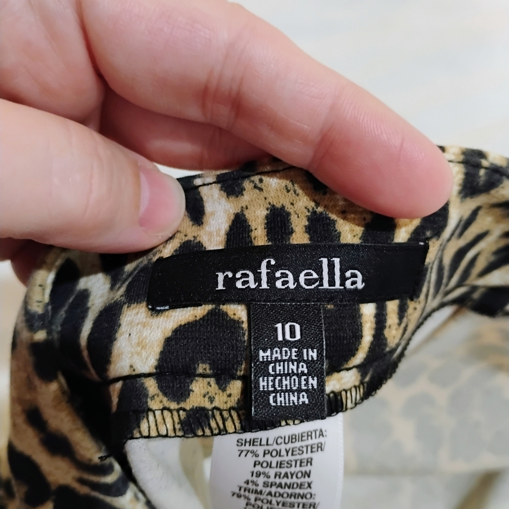 Rafaella Animal Print Pencil Skirt with Bold Red Hem - Picture 2 of 9